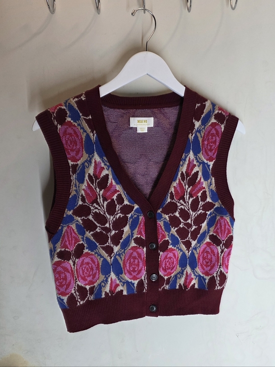 Anthropologie Jackets & Blazers - Anthropologie Maeve Dera Sweater Vest  Floral Button Down Cardigan